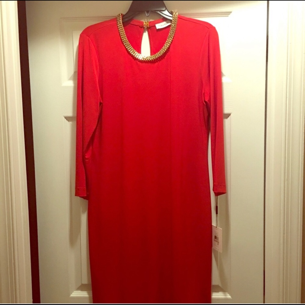 Calvin Klein Red Chain Link dress size 12